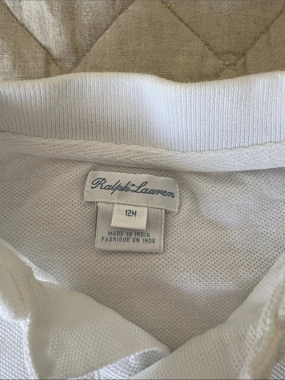 Ralph Lauren White Polo with Navy Trim & Pony - Kids